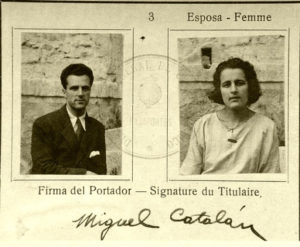 Pasaporte de Jimena Menéndez Pidal junto a Miguel A. Catalán. Fuente: https://www.educa2.madrid.org/web/centro.ies.miguelcatalan.coslada/-quien-es-miguel-catalan-