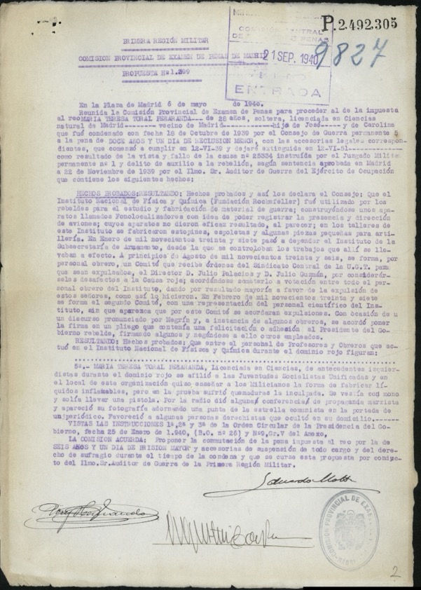 Archivo General Militar de Guadalajara, Comisión Central de Examen de Penas, penas ordinarias conmutadas, Comisión de Madrid, caja 300292, expediente 9827. ES.19030.AGMG/6.1.1.