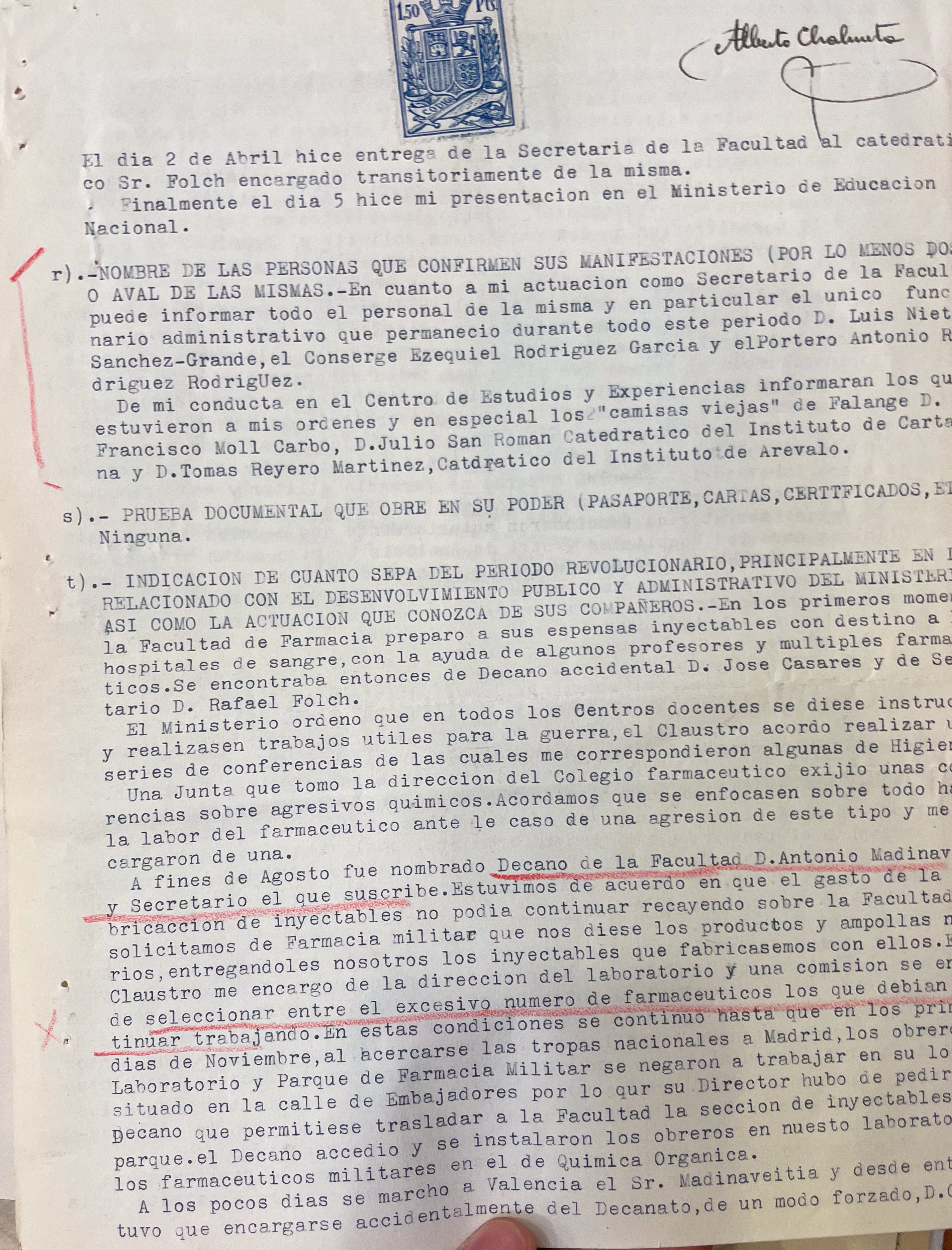 AGA, expedientes personales de catedráticos, 21/20523, expediente de Alberto Chalmeta y Tomás 31.019/155