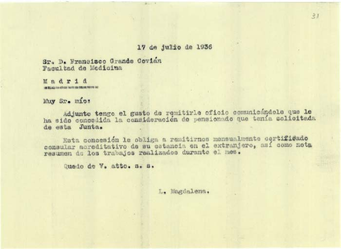 Documentación de Francisco Grande Covián.