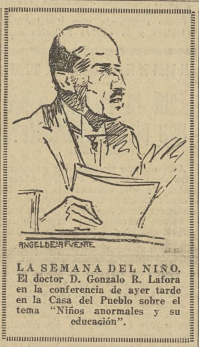 Caricatura en un periódico de Gonzalo Rodríguez Lafora.